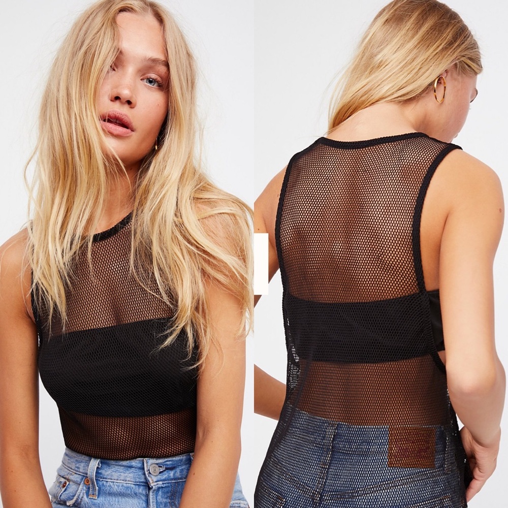 NWT Free People two street fishnet cami